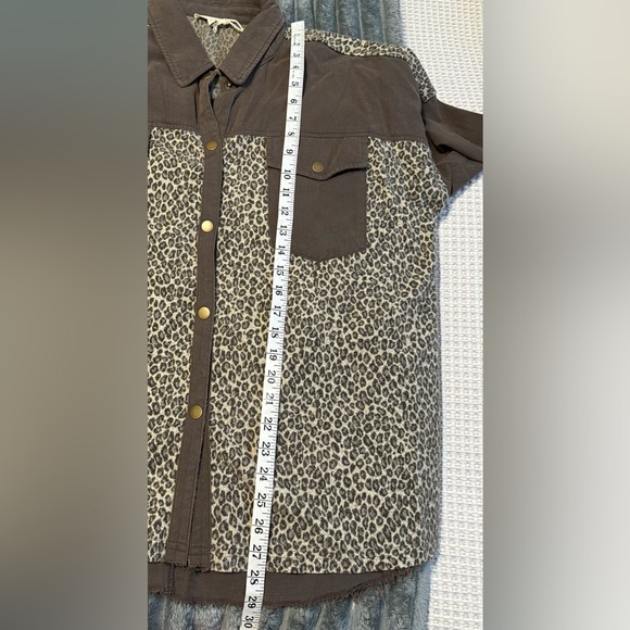 Buckle mystree pieced leopard denim Jacket - Picture 5 of 9